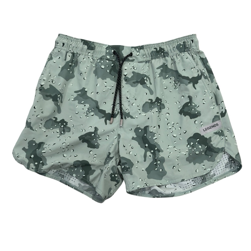 Luka Legends Mens Large Green Camo Unlined Athletic Drawstring Stretch 5" Shorts